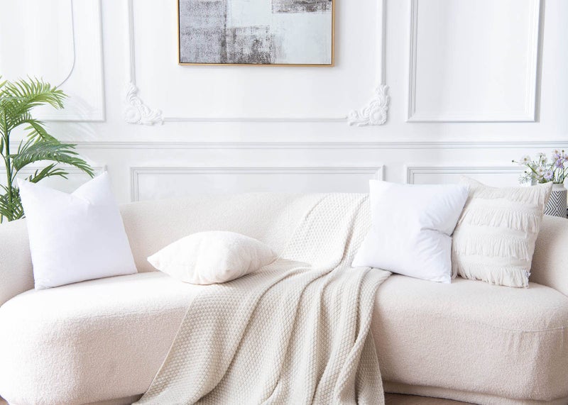JUSPURBET White Throw Pillow Covers 18x18 inch Set of 2 Decorative Velvet Pillow Covers for Couch Sofa Bed Soft Cushion Covers Cases with Invisible Zipper for Living Room Home Decor - Image 2